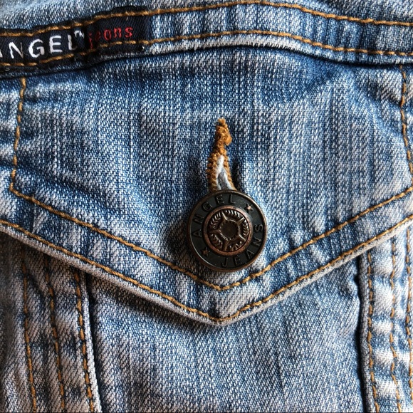 Angel Jean Jacket Distressed Denim Cropped Size Small - Picture 11 of 12